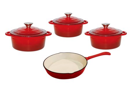 CTH 7 Piece Cast Iron Pot Set - Red Hot on Sale