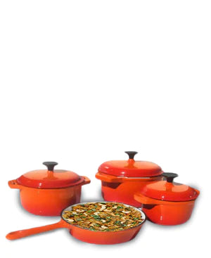 CTH 7 Piece Cast Iron Pot Set - Orange For Discount