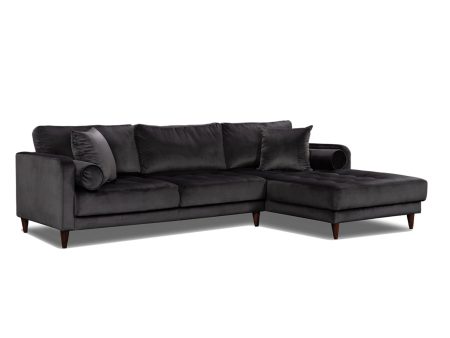 Earthline Valerie 2 Piece Chaise Sofa Black For Sale