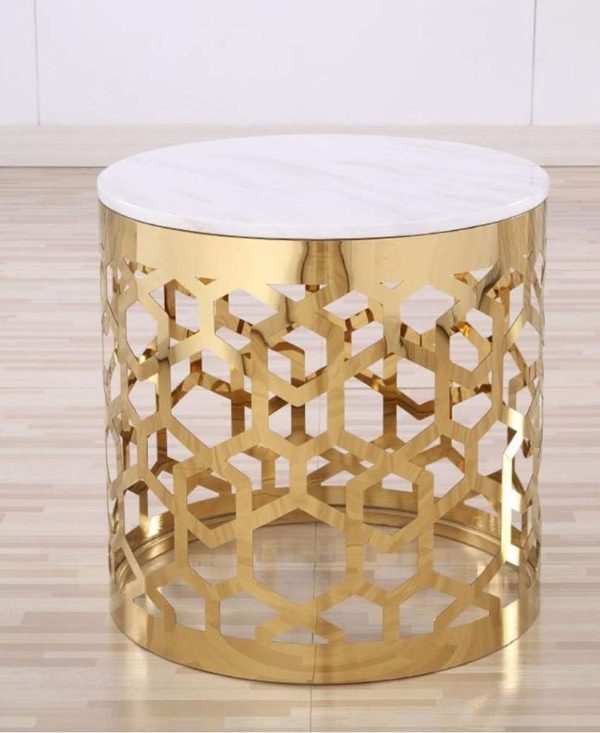 MWCTRG07 Abstract Round Gold And White Coffee Table For Cheap