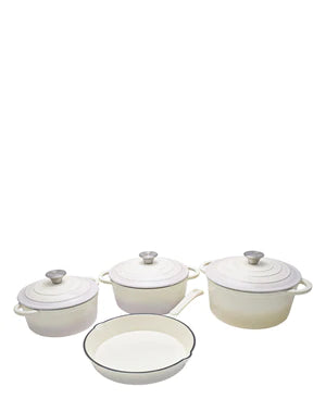 CTH 7 Piece Cast Iron Pot Set - Two Toned White Cream Discount