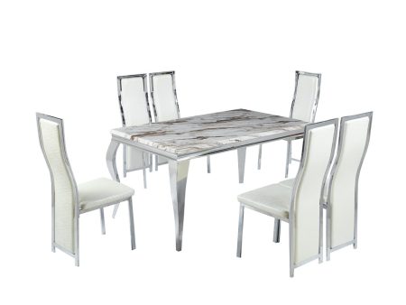 Marble Dining Set 1+6 Online Hot Sale