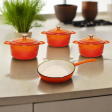 CTH 7 Piece Cast Iron Pot Set - Orange For Discount