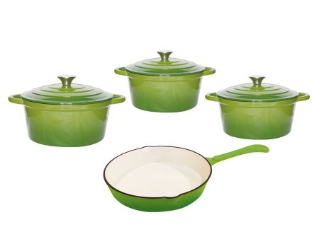 CTH 7 Piece Cast Iron Pot Set - Light Green Online Sale