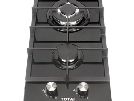 Totai Gas Hob 2 Burner Gas On Glass Black -  03 TS2BNR-GG Online