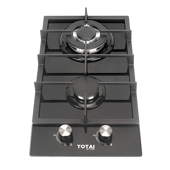 Totai Gas Hob 2 Burner Gas On Glass Black -  03 TS2BNR-GG Online