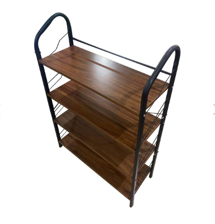 Industrial-Style Metal and Wood Shelf Stand Fashion