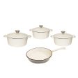 CTH 7 Piece Cast Iron Pot Set - Two Toned White Cream Discount