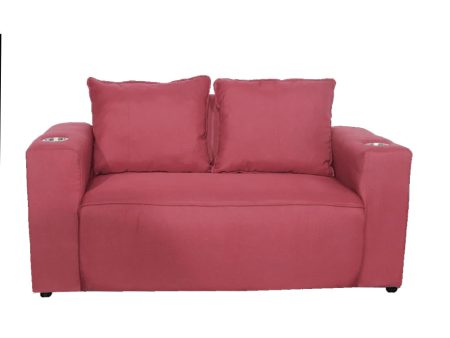 Bella 2 Division Couch With Cup Holders Red For Cheap