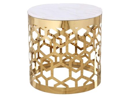 MWCTRG07 Abstract Round Gold And White Coffee Table For Cheap