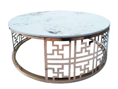 MWCTRG06 Round White And Gold Coffee Table Online now