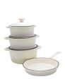 CTH 7 Piece Cast Iron Pot Set - Two Toned White Cream Discount