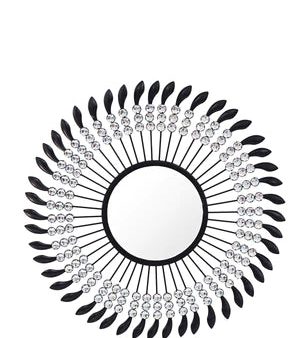 Inception Round Mirror 80cm - Black & Silver Supply